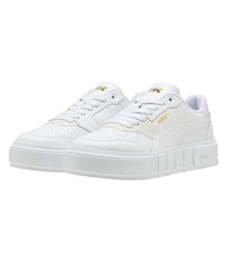Womens/ladies Cali Leather Platform Court Trainers White Lilac Puma