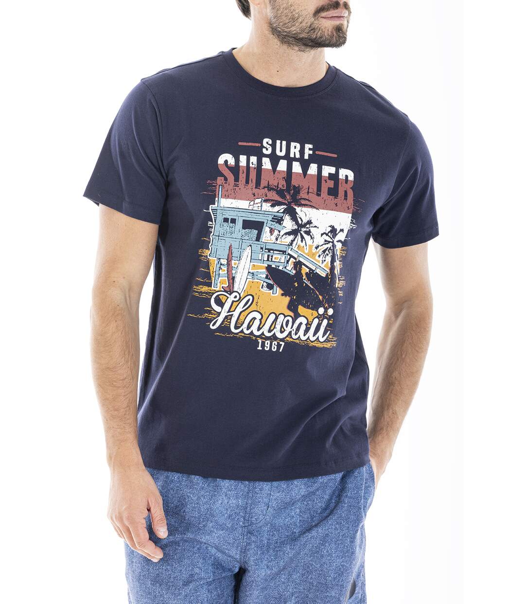 T-shirt inspiration surfwear CUPIDO37 BLEU-3