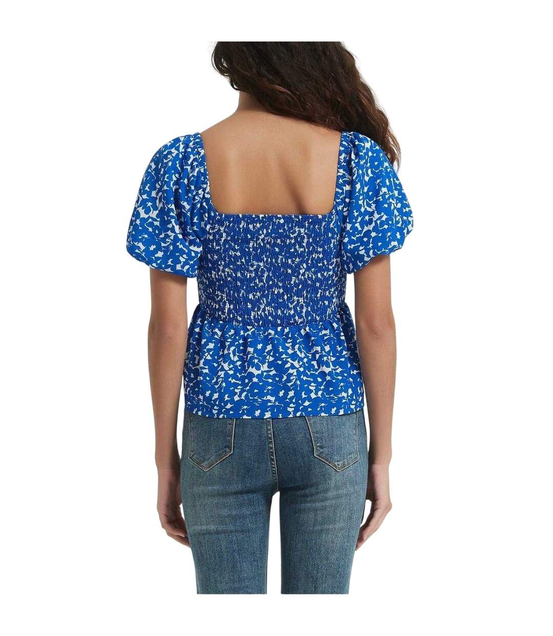 Womens/ladies Square Neck Relaxed Fit Blouse Blue Be You-3