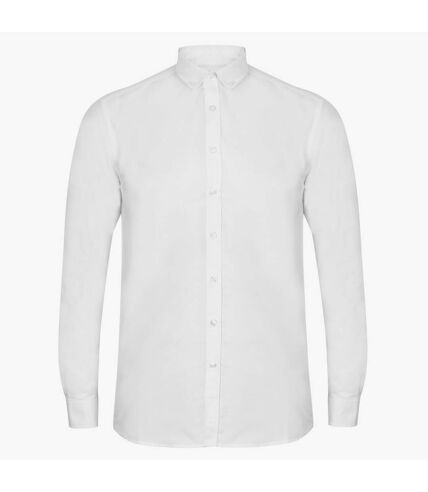 Henbury Mens Modern Long Sleeved Oxford Shirt (White)