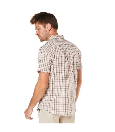 Mens sail checked short-sleeved shirt beige Maine