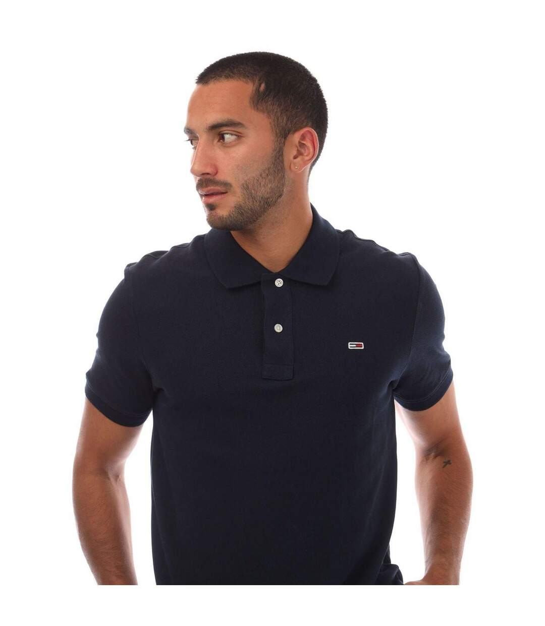 Mens Embroidered Logo Polo Shirt Navy Tommy Jeans-4