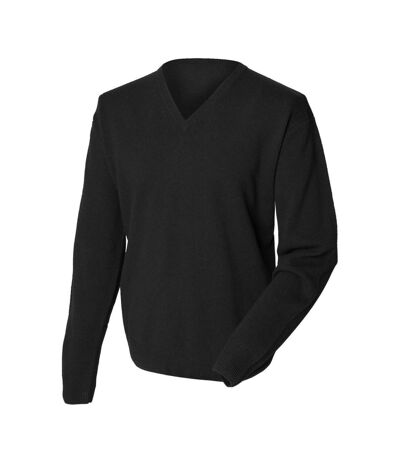 Henbury Mens Lambswool Woolmark® V-Neck Jumper / Sweatshirt (Black) - UTRW665