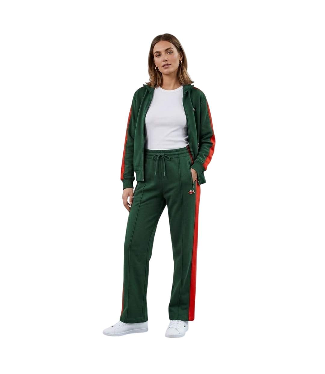 Pantalon De Survêtement Femme Rouge Sombre Orange Vif Lacoste-4
