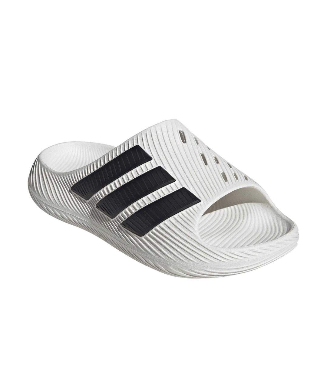 Mens Adilette Shower Rubber Sliders White Black Adidas-1