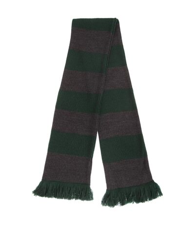 FLOSO Unisex House Style Knitted Winter Scarf With Fringe (Green/Grey) (One Size) - UTSK270