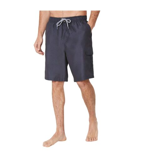 Mens quick dry cargo pocket swim shorts dark grey Maine