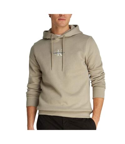 Sweat à capuche beige homme calvin klein monologo - l