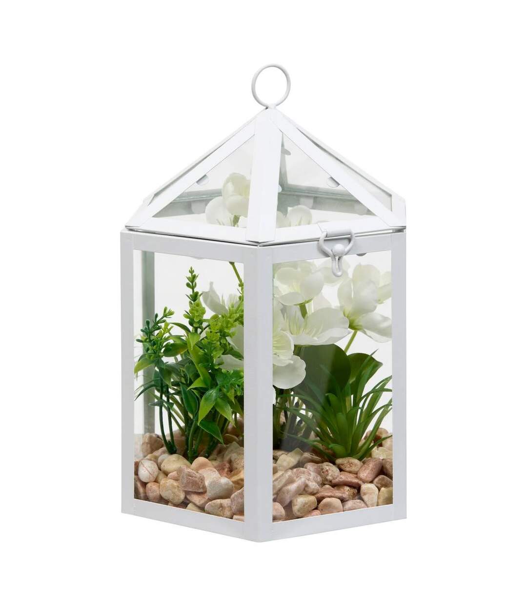 Terrarium Cage Déco Fleur de Rose 23cm Blanc-1