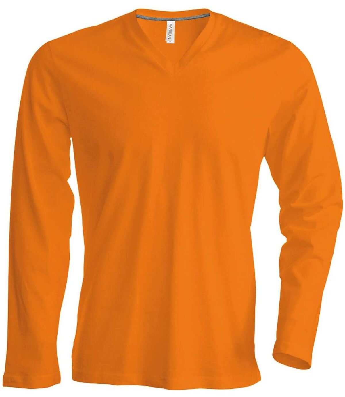 T-shirt manches longues col V - K358 - orange - homme