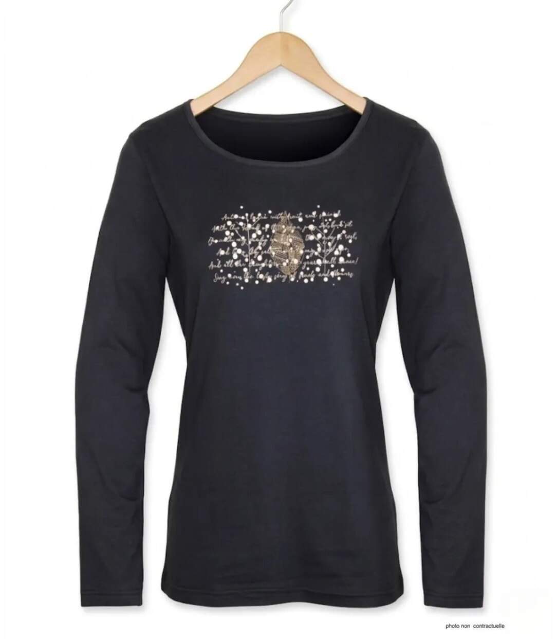 MAYFLOWER NOTICE2 – Tee-shirt manches longues noir sérigraphié pour un style chic et intemporel-2