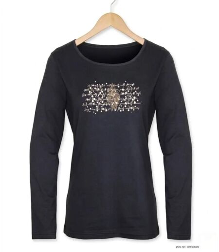 MAYFLOWER NOTICE2 – Tee-shirt manches longues noir sérigraphié pour un style chic et intemporel