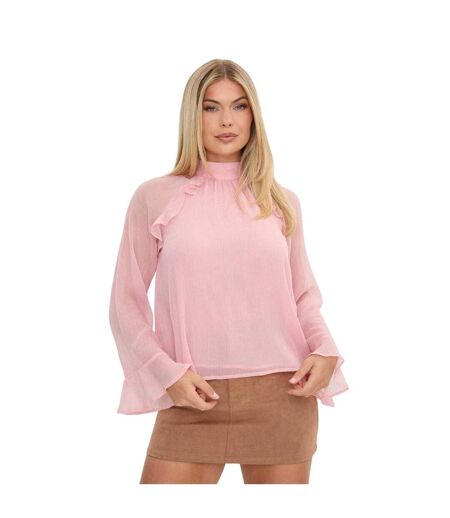 Blouse Manches Longues Motif/style Volanté Femme Rose Blush I Saw It First