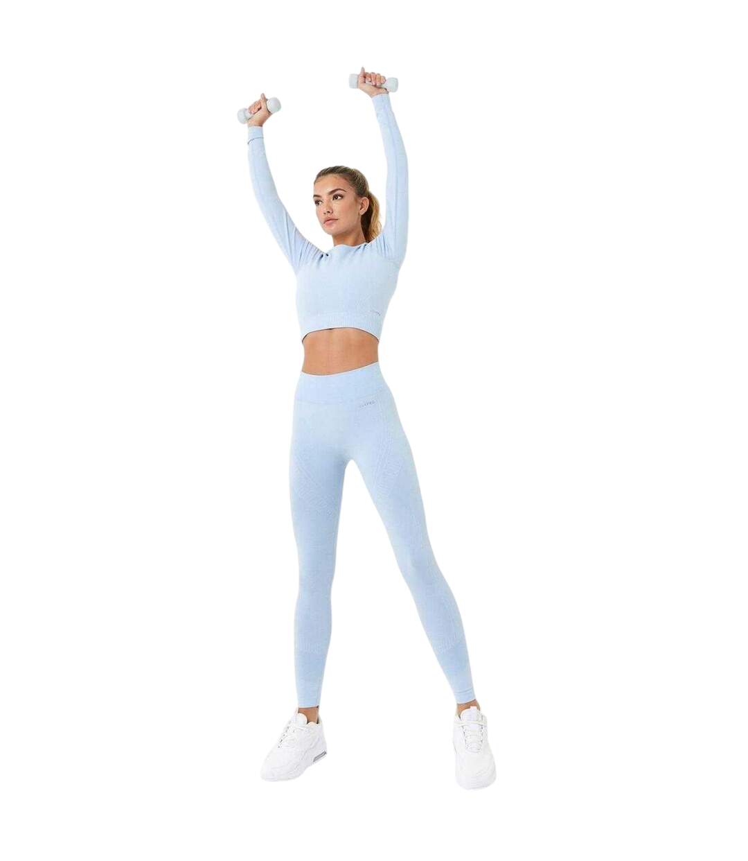 Womens/ladies Seamless High Rise Leggings Brunnera Blue USA Pro-1