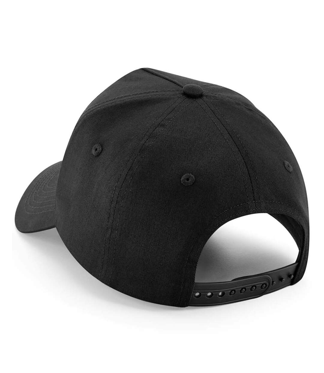 5 panel removable patch baseball cap black Beechfield-2