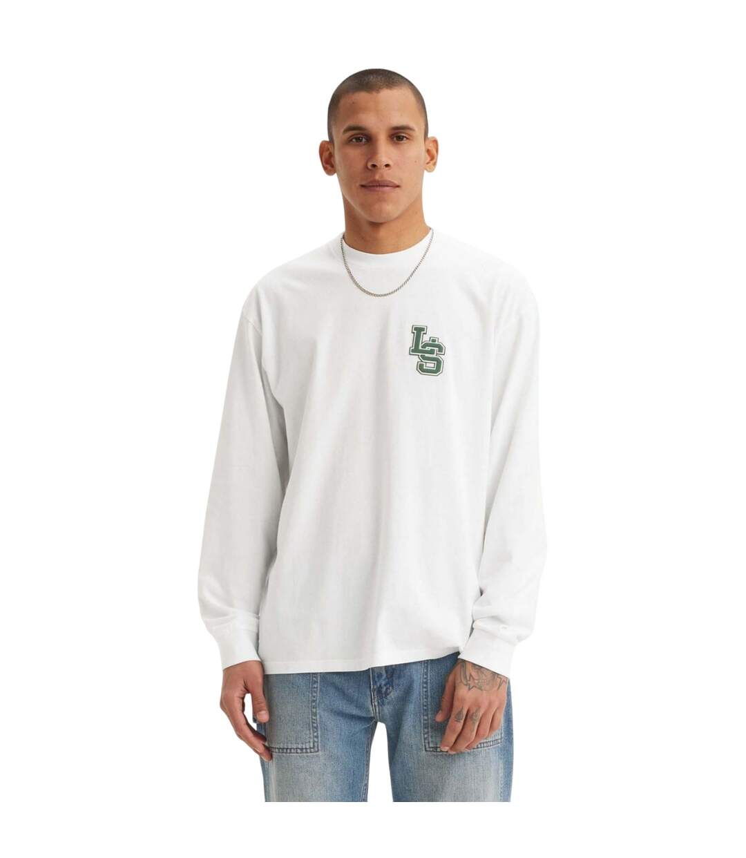 T-shirt Manches Longues Style Classique Homme Blanc Levis-1
