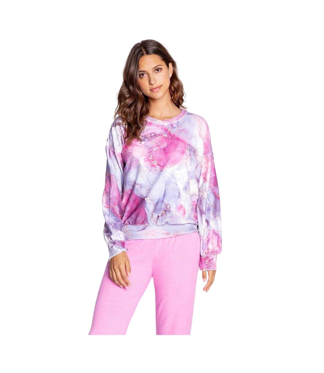 Womens/ladies Marble Sweatshirt Powder Pink PJ Salvage-2