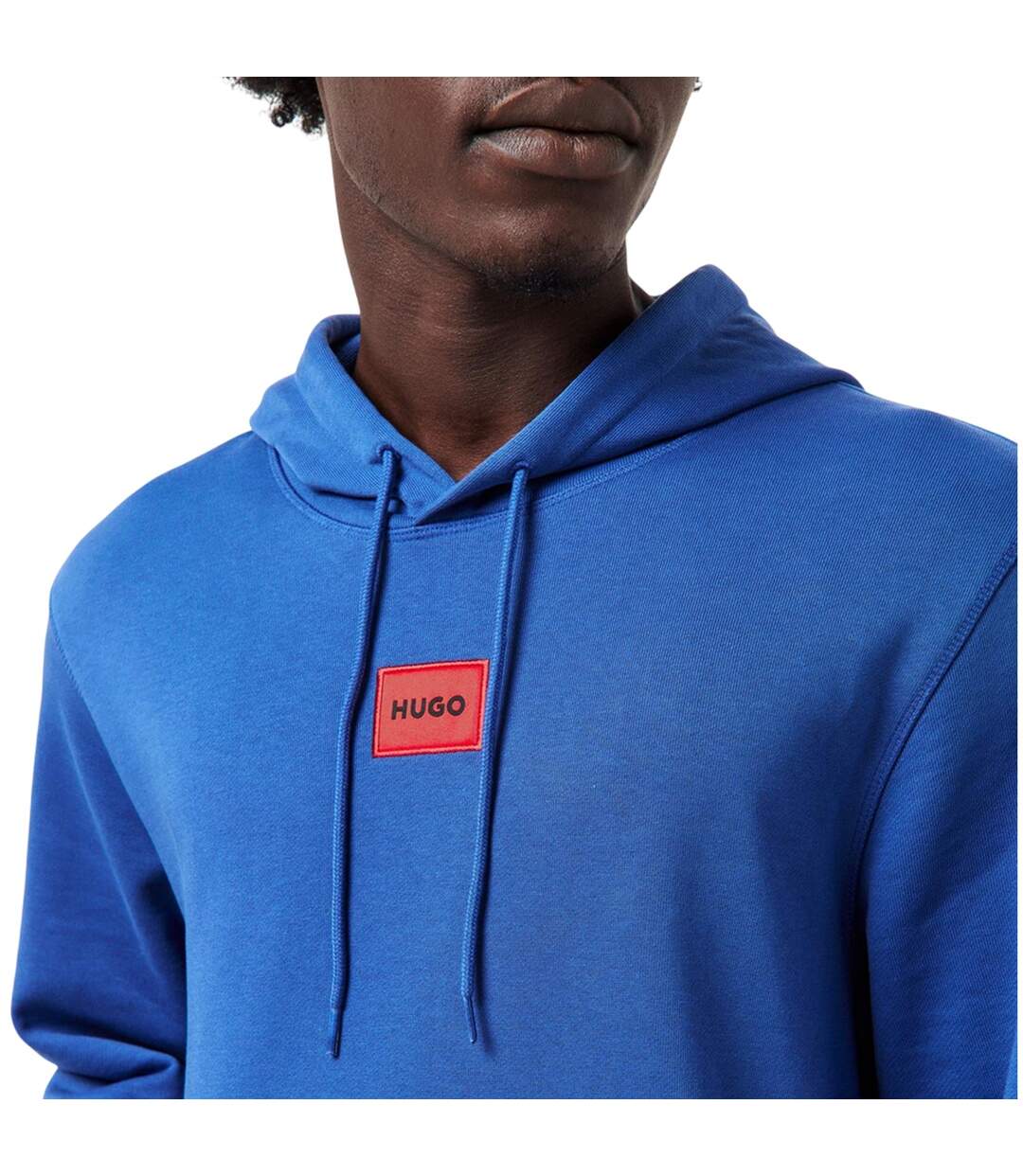 Mens Cotton Blend Pullover Hoodie Dark Blue Hugo-4