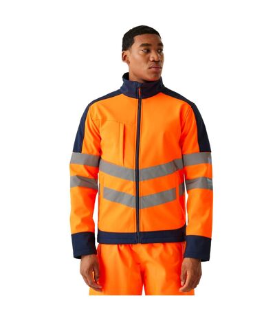 Professional Mens Hi-vis 3 Layer Soft Shell Jacket Black Orange Regatta