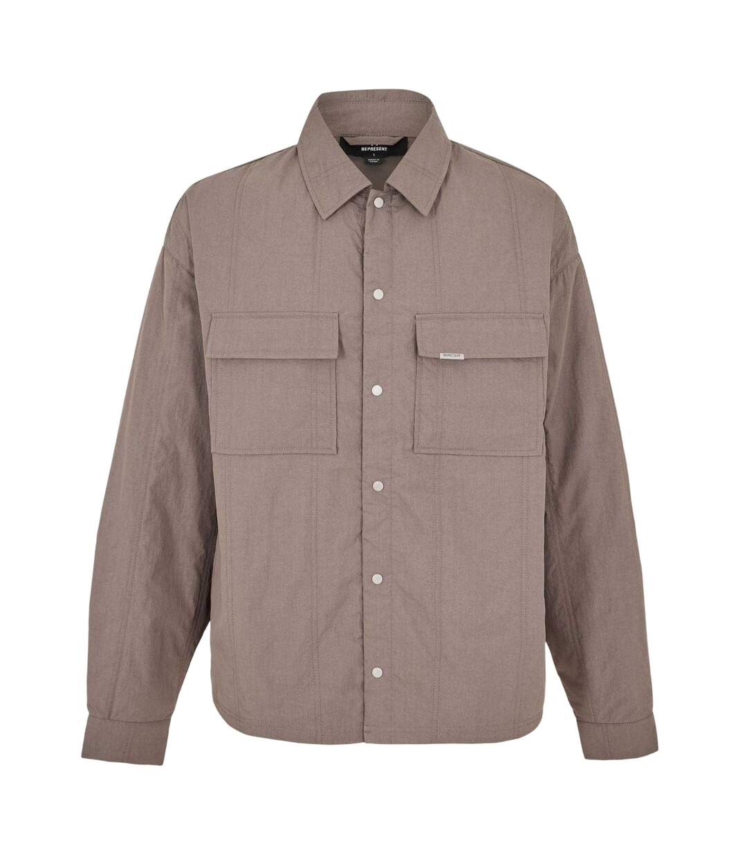 Mens Plain Relaxed Fit Overshirt Mid Grey Represent-2
