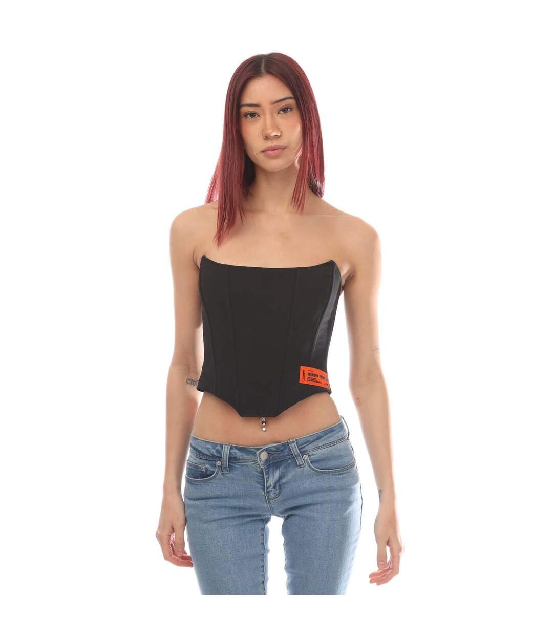 Womens/ladies Zipped Corset Top Black Heron Preston-1
