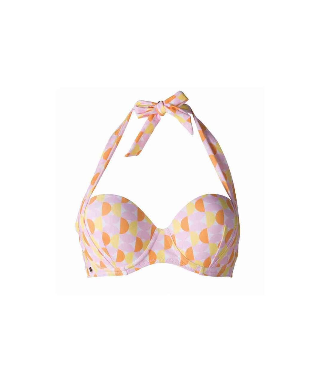 Haut de maillot de bain bandeau rose Seventies