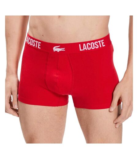 x3 boxers noir/blanc/rouge homme lacoste courts stretch - l