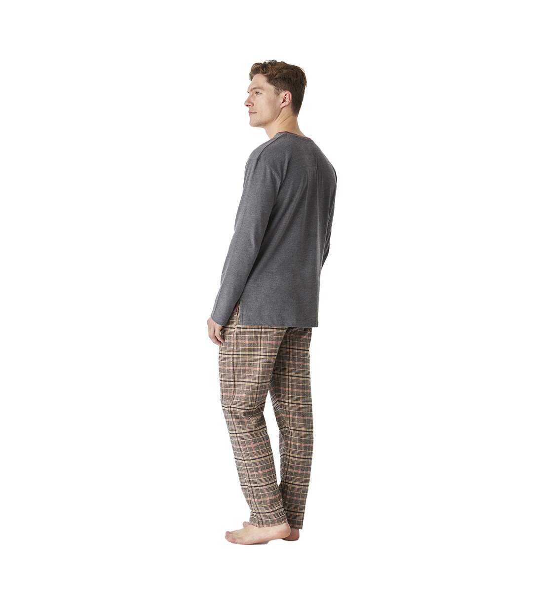 Men's long-sleeved cotton pajamas with a medium collar JJBEP5902