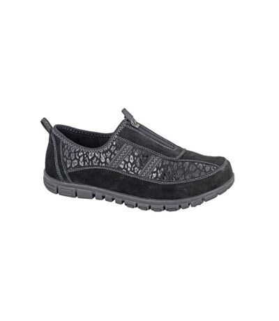 Boulevard Womens/Ladies Suede Extra Wide Sneakers (Black) - UTDF2338