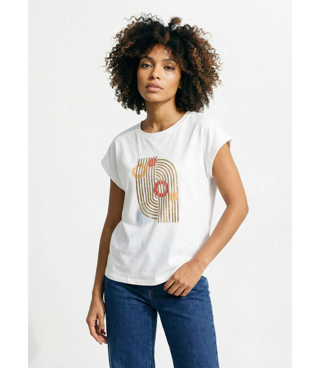 T-shirt coton avec sérigraphie Art déco-1