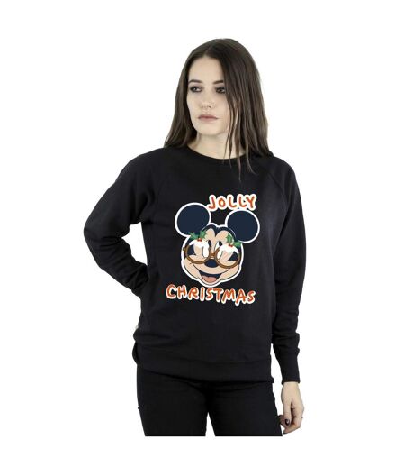 Disney Sweatshirt Womens/Ladies Mickey Mouse Jolly Christmas Glasses (Noir) - UTBI29315