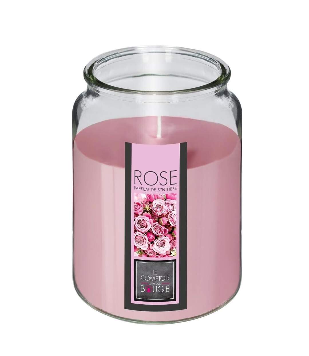 Bougie Parfumée en Verre Couvercle 510g Rose-2