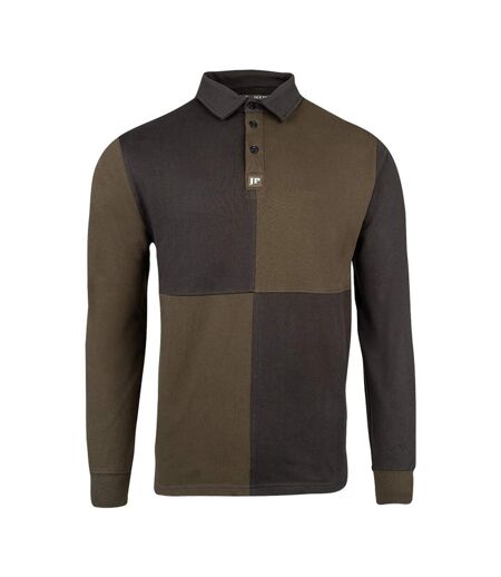 Mens Rugby Long-sleeved Polo Shirt Green Black Jack Pyke