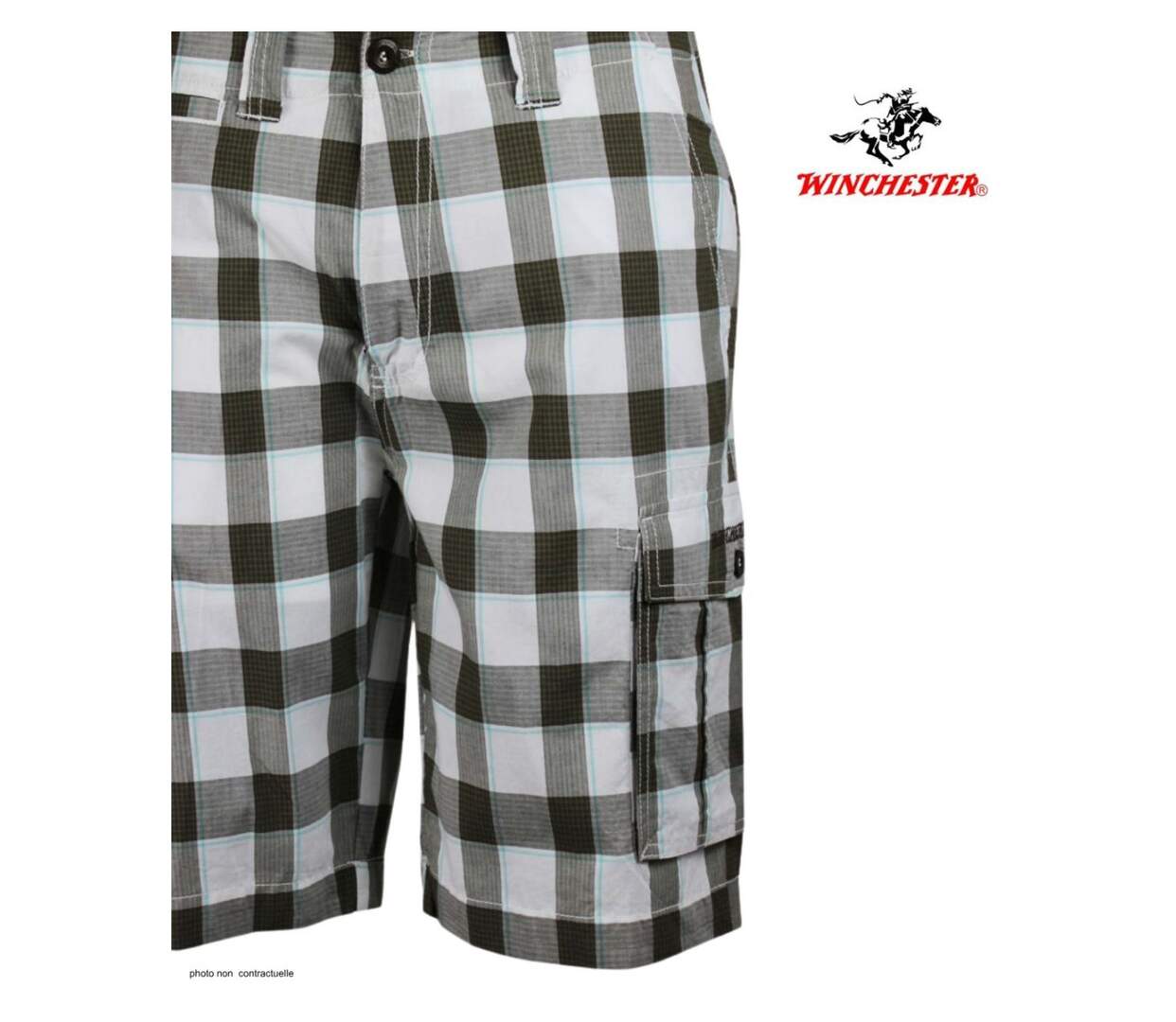 Bermuda homme WINCHESTER IDRA1B blanc à carreaux : le short en coton confortable et stylé-4