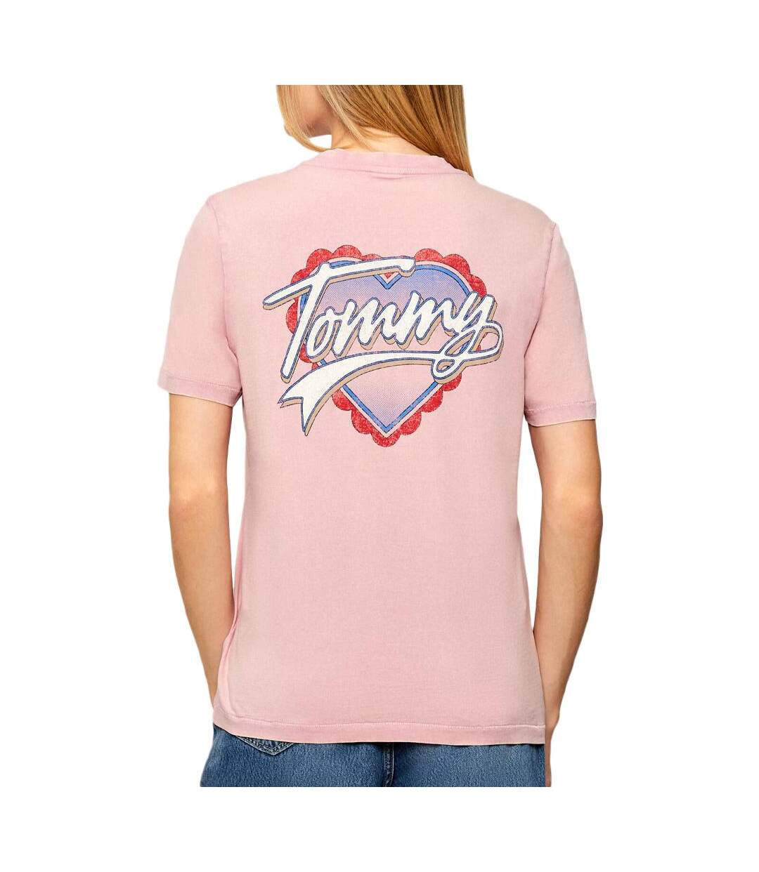 T-Shirt rose femme tommy hilfiger dw0dw21524-2