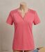 Tee-shirt femme MAYFLOWER TEEF4011A rose : la légèreté du coton flammé au style romantique-3
