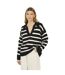 Womens/ladies Striped V Neck Jumper Black Brave Soul-2