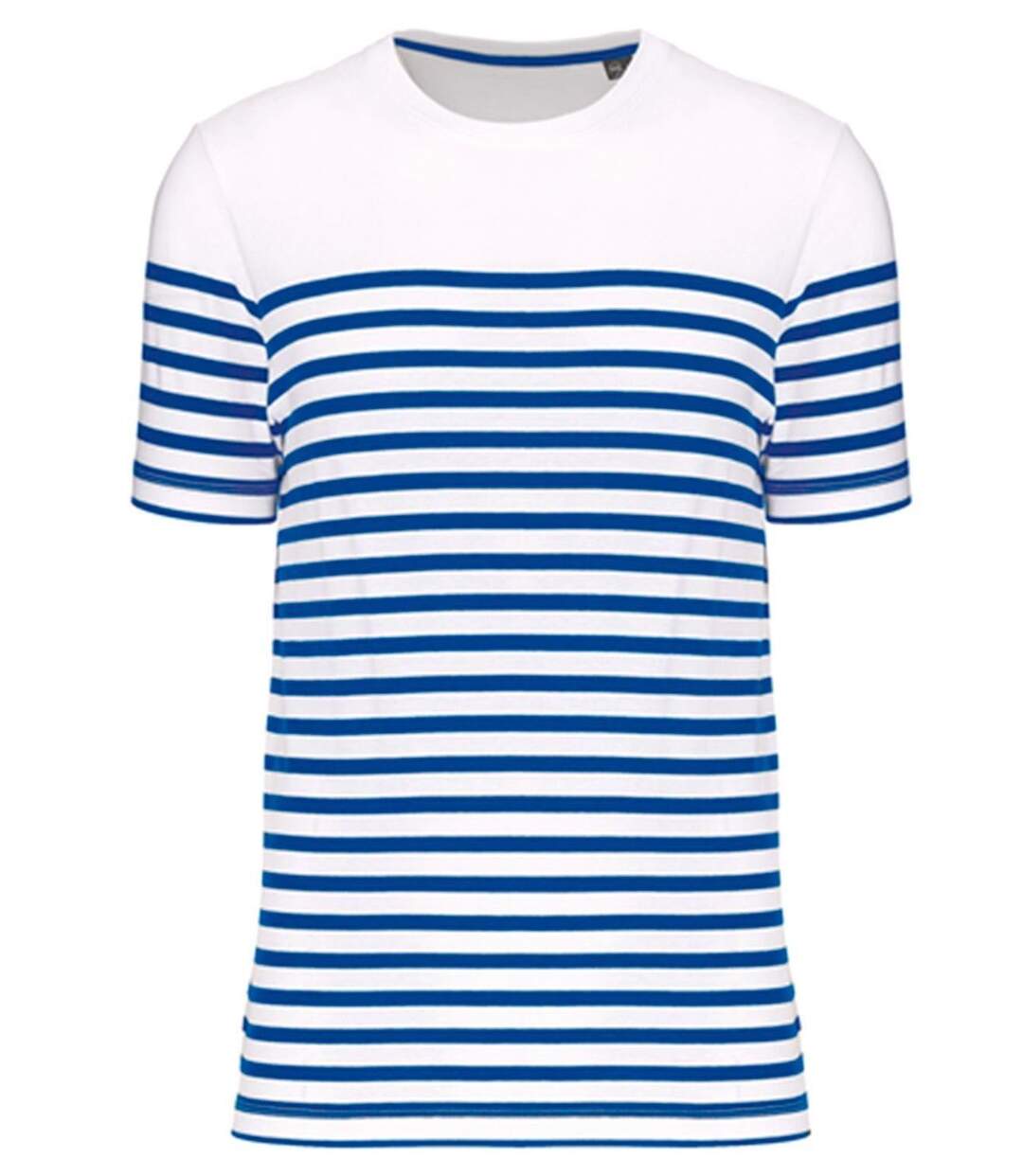 T-shirt rayé coton bio marinière homme - K3033 - bleu roi et blanc