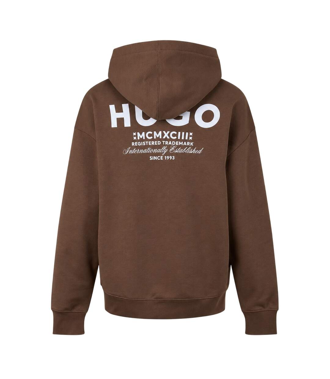 Mens Logo Cotton Overhead Relaxed Fit Hoodie Dark Brown Hugo-2