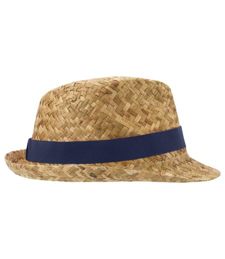 Unisex Adult Pricus Straw Sun Hat Natural Navy Floso