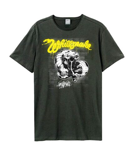 Unisex adult graffiti whitesnake t-shirt charcoal Amplified