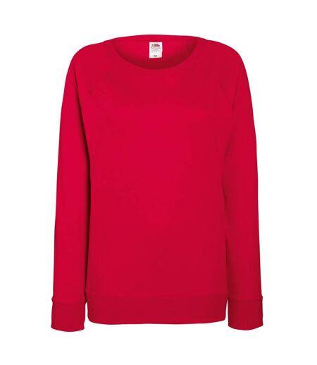 Fruit OF The Loom Ladies Fitted Lightweight Raglan Sweatshirt (240 GSM) (Red) - UTBC2656