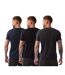 Lot De 3  T-shirts Motif/style Logo Homme Bleu Marine Gris Noir Bench-2
