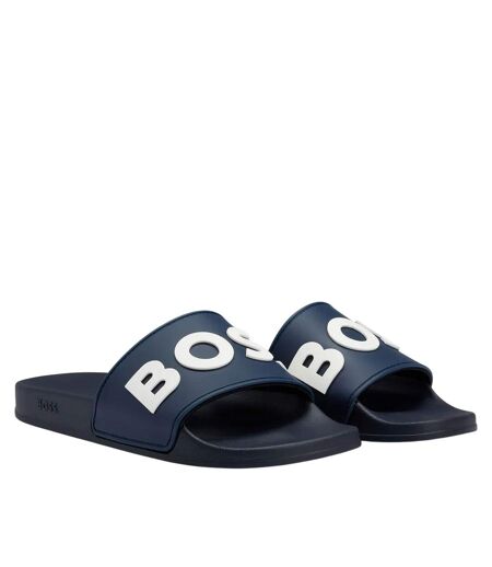 Womens/ladies Kirk Logo Sliders Dark Blue Hugo Boss