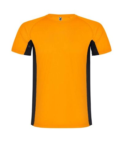 T-shirt shanghai homme orange fluo / noir uni Roly