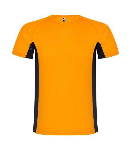 T-shirt shanghai homme orange fluo / noir uni Roly