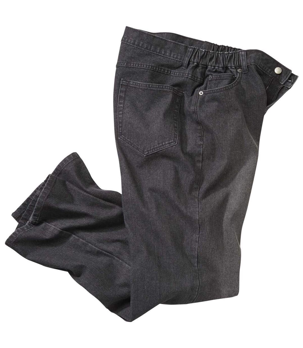 Czarne jeansy ze stretchem i półelastyczną talią Atlas For Men