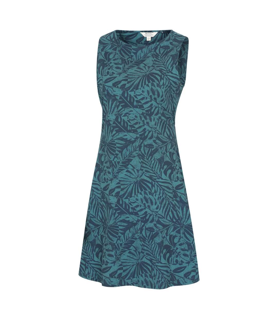 Womens/ladies Milos Leaf Print Sleeveless Dress Dark Blue Mountain Warehouse-3