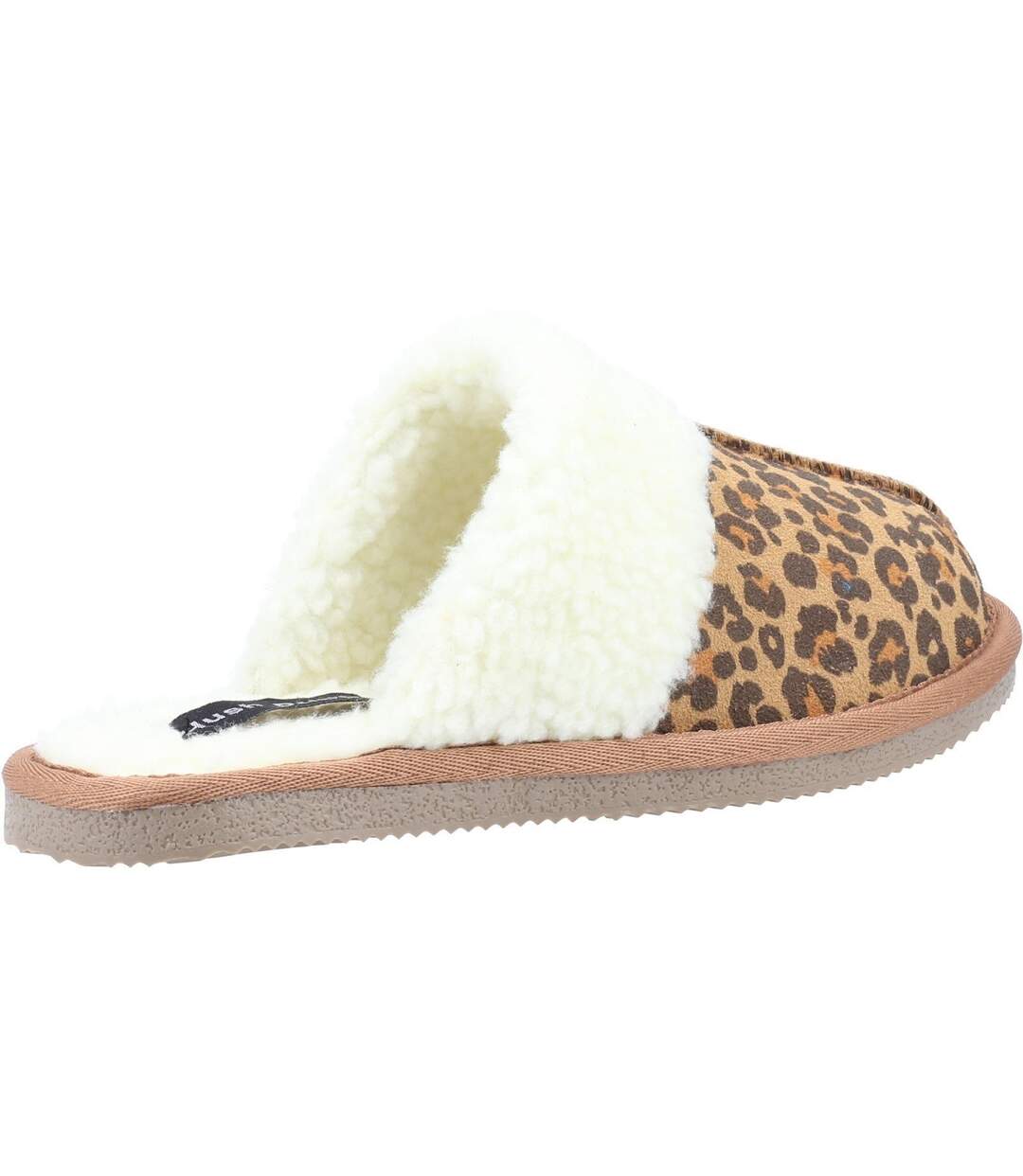 Womens/ladies arianna leopard print suede slippers brown/white Hush Puppies-2