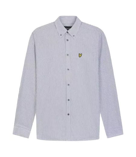Chemise Motif Rayé Homme Gris Blanc Lyle & Scott